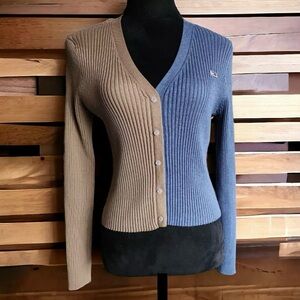Tommy Hilfiger Blue and Brown Cardigan Sweater